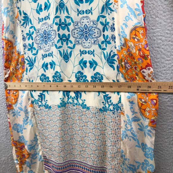 Johnny Was Floral Artsy Tunic Cupra Rayon Long Slv Boho Tropical Breezy Size MOp - Picture 8 of 13